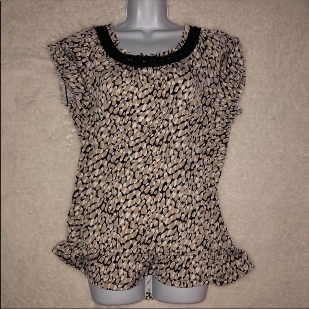 Tunic Top Black and Tan East 5th Comfy Loose 
Size XL